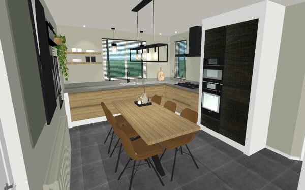 Interieurontwerp keuken en woonkamer Holten 2